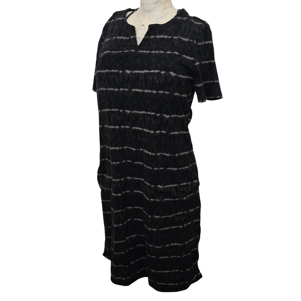 Ellen Tracy Womens S‎ Black Striped Pima Cotton T Shirt Dress With Pockets